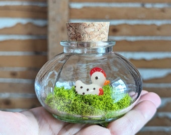 Miniature Glass Chicken Terrarium by SBMathieu