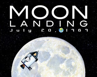 Moon Landing Apollo 11 Tribute Print by SBMathieu