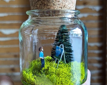 Bob Ross Tribute Miniature Terrarium by SBMathieu