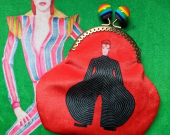 David Bowie Tribute Fan Art Velvet Kiss Clutch Purse by SBMathieu