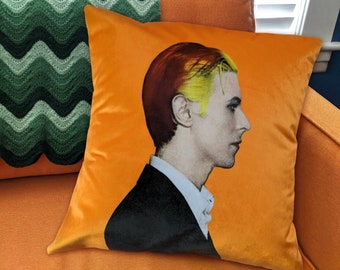 David Bowie Tribute Fan Art Velvet 18 x 18 Envelope Pillow COVER by SBMathieu