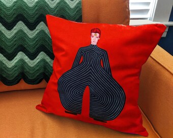 David Bowie Tribute Fan Art Velvet 18 x 18 Envelope Pillow COVER by SBMathieu