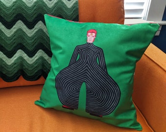 David Bowie Tribute Fan Art Velvet 18 x 18 Envelope Pillow COVER by SBMathieu