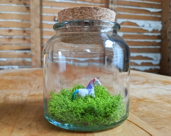 Miniature Hand Painted Unicorn Terrarium by SBMathieu