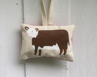 Hereford Cow Hand Stamped Ornament by SBMathieu