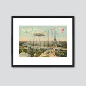 Paris Vintage Postcard Style Print by SBMathieu