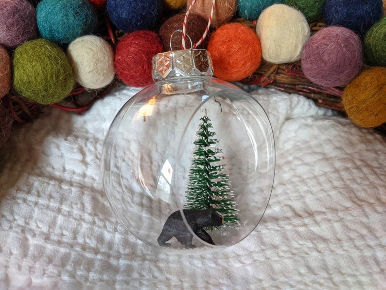 Black and Polar Bear Snow Globe Inspired Ornaments image 9