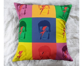 David Bowie Tribute Pop Art Fan Art Linen 18 x 18 Envelope Pillow COVER by SBMathieu