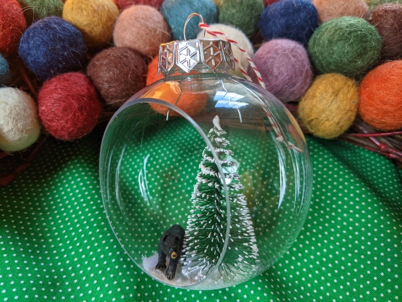 Black and Polar Bear Snow Globe Inspired Ornaments image 5