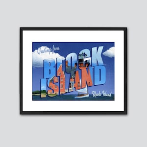 « Phare du sud-est, impression de style carte postale vintage de Block Island » par SBMathieu