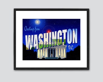 Impressão estilo cartão postal vintage de Washington DC por SBMathieu