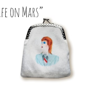 David Bowie Tribute Fan Art Velvet Kiss Clutch Purses by SBMathieu WHITE Life on Mars