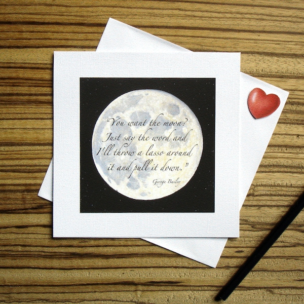 Love and the Moon Quotes 5 Inch Square Card by SBMathieu