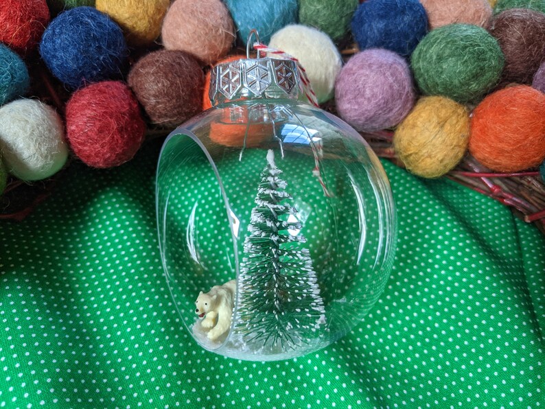 Black and Polar Bear Snow Globe Inspired Ornaments image 6