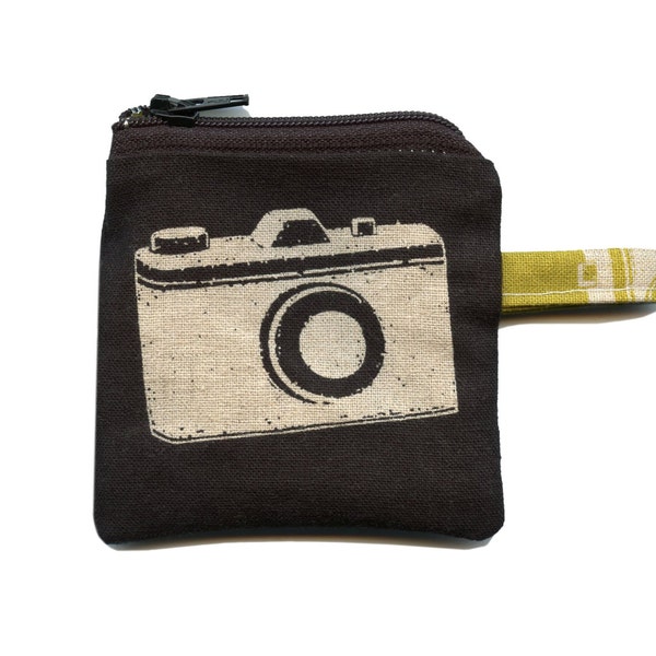 Etsuko Furuya for Kokka Echino Black Camera Fabric Little Coin Purse by SBMathieu