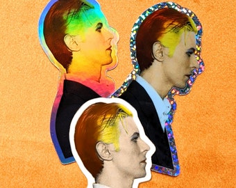 David Bowie Tribute Holographic Die Cut 3 Inch Sticker by SBMathieu