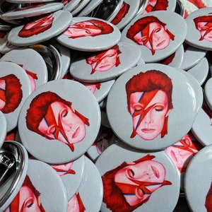 David Bowie Tribute Fan Art 2.25 Inch Large Button Pin by SBMathieu