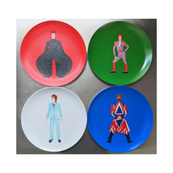 David Bowie Tribute 10 Inch BPA-Free Melamine Plates by SBMathieu