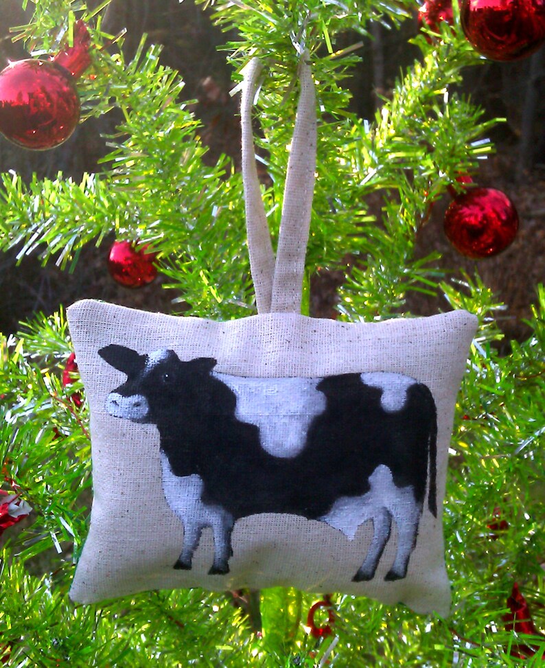 Holstein Cow Hand Stamped Ornament by SBMathieu image 1