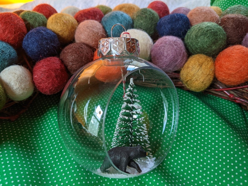 Black and Polar Bear Snow Globe Inspired Ornaments image 3