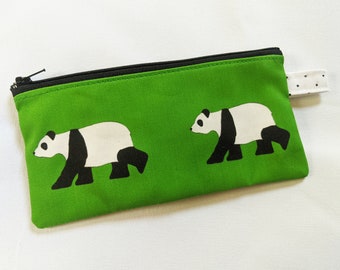 Student Pencil Case Box Zipper Animal Panda Prints Cute Case Stationery W 