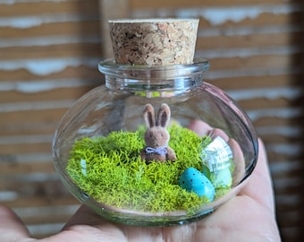 Miniature Flocked Easter Bunny Terrarium by SBMathieu