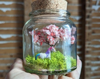 Miniature Hand Painted Unicorn Terrarium by SBMathieu