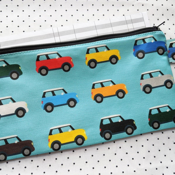 5 x 9.25 inch Mini Cooper Zippered Pouch, Eyeglass Case, Pencil Case, Knitting Needle Case by SBMathieu