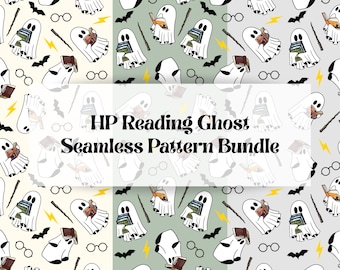 Wizard Ghost Reading Seamless Patterns HP