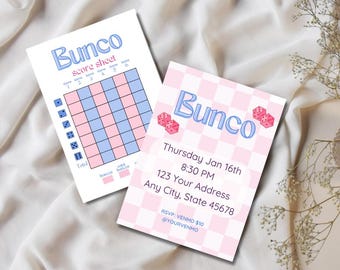 Girlie Bunco Invitation and Scoresheet Template Bundle
