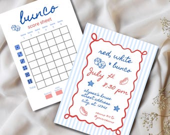 4th of July Bunco, Editable Party Invitation