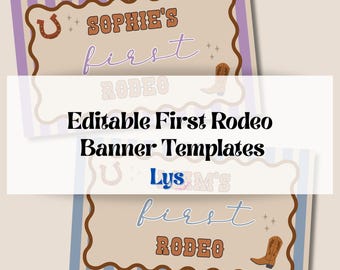 Editable First Rodeo Banner Template, PDF First Birthday Decor