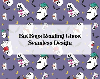 Bat Boys Reading Ghost Seamless Design