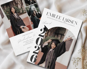 Graduation Announcement, Front and Back, Editable Invite