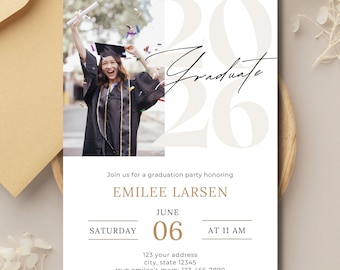 2026 Graduation Announcement and Invitation, Editable Invite