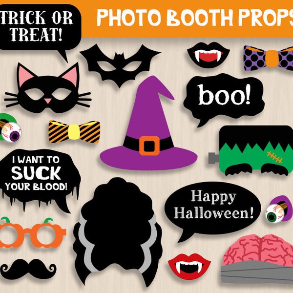 PHOTO BOOTH PROPS for Halloween- Instant Printable Download