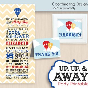 HOT AIR BALLOON Diaper Raffle Printable Ticket in Red and Navy Blue Instant Download image 3