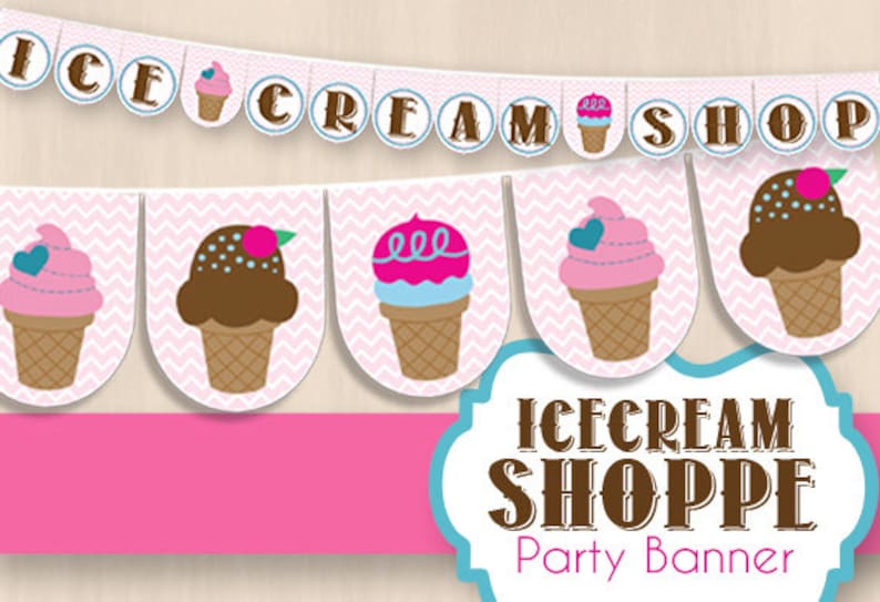 ICE CREAM SHOP Party Banner Instant Printable Download - Etsy