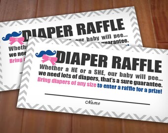 BEAU or BOW RAFFLE Printable Ticket in Pink and Navy - Instant Pdf Download
