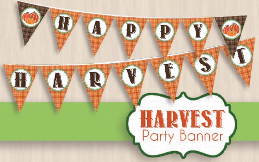 HAPPY HARVEST Pumpkin Party Banner Instant Printable Download - Etsy