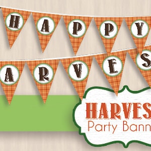 HAPPY HARVEST Pumpkin Party Banner Instant Printable Download - Etsy