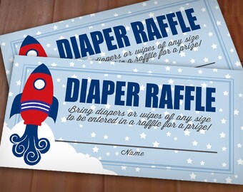 ROCKET Diaper Raffle Printable Ticket in Navy and Red- Instant Download