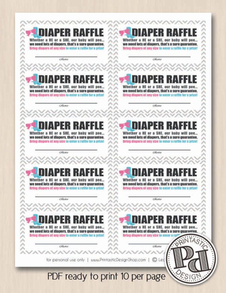 BOOTS or BOWS RAFFLE Ticket in Pink and Teal - Instant Printable ...