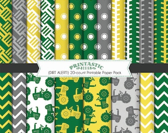 DIRT ALERT Paper Pack in Green and Yellow- Instant Printable Download