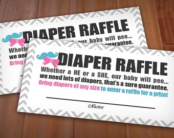 BEAU or BOW RAFFLE Ticket in Pink and Teal - Instant Printable Download