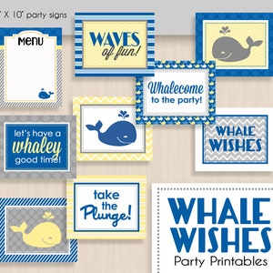 WHALE WISHES Birthday Printable Package Instant Download image 3