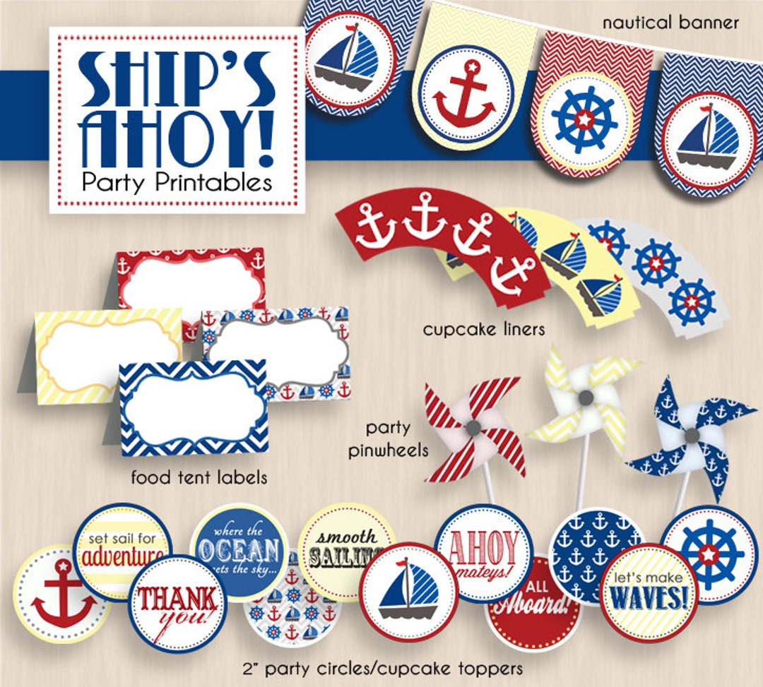 SHIP'S AHOY Nautical Birthday Party Printable Package in - Etsy