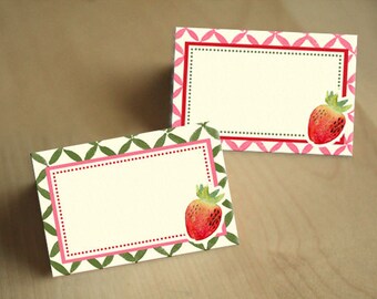 STRAWBERRIES AND CREAM Food Tent Labels- Instant Printable Download