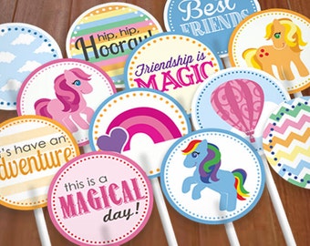 LITTLE PONIES Cupcake Toppers & Party Circles- Instant Printable Download