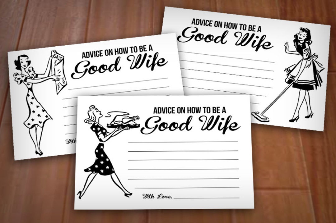 RETRO HOUSEWIFE 4X6 Advice Cards for Bridal Shower Instant Printable